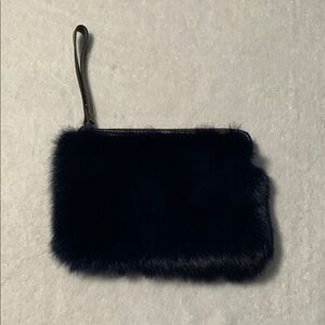 Patricia Nash Blue Faux Fur Wristlet Clutch
